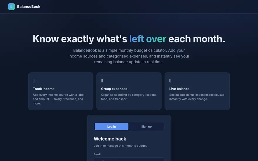 Screenshot of Budget Calculator