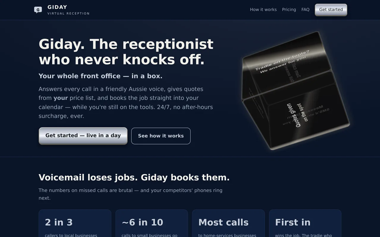 Screenshot of Giday — Virtual Reception