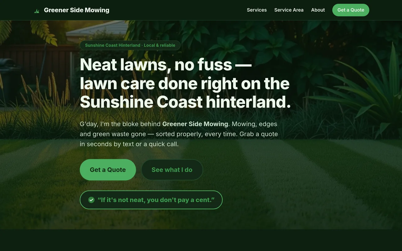 Screenshot of Greener Side Mowing