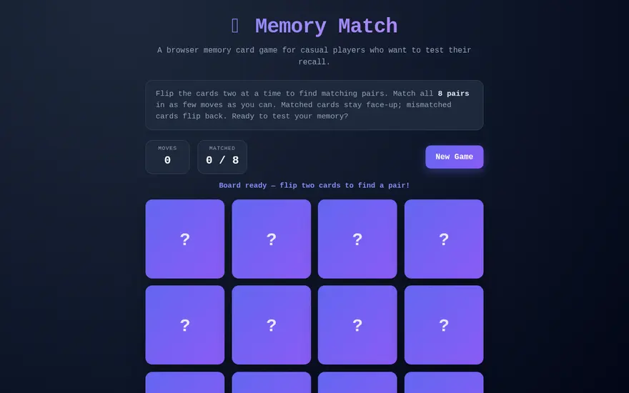 Screenshot of Memory Match