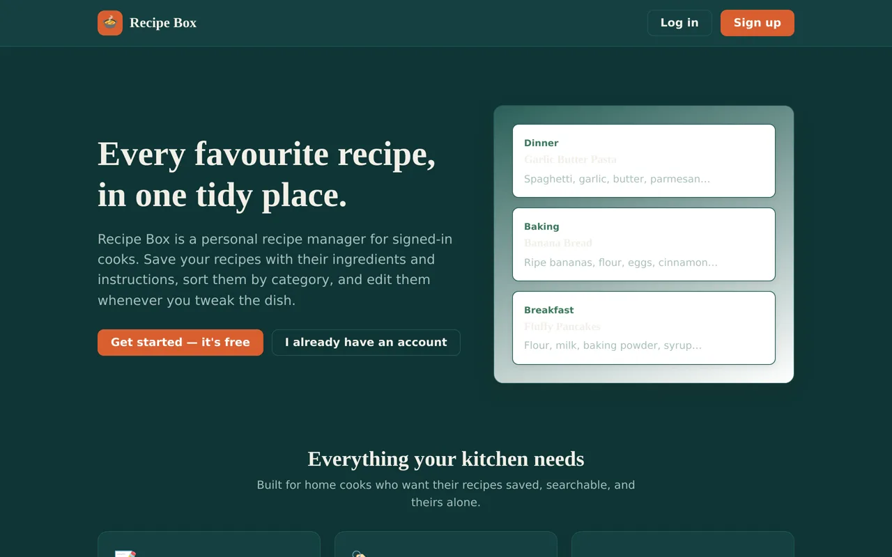 Screenshot of Recipe Keeper