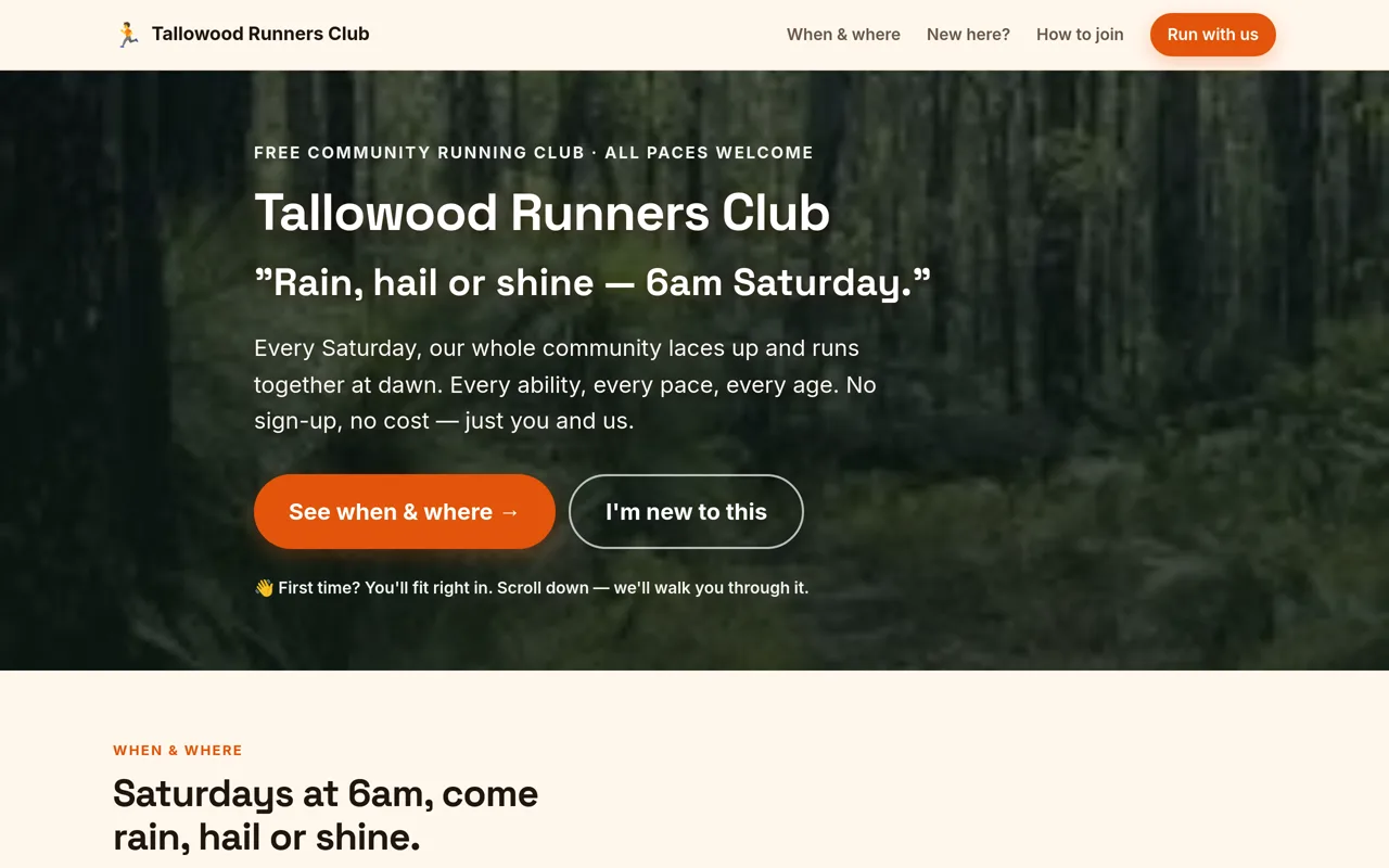 Screenshot of Tallowood Runners Club