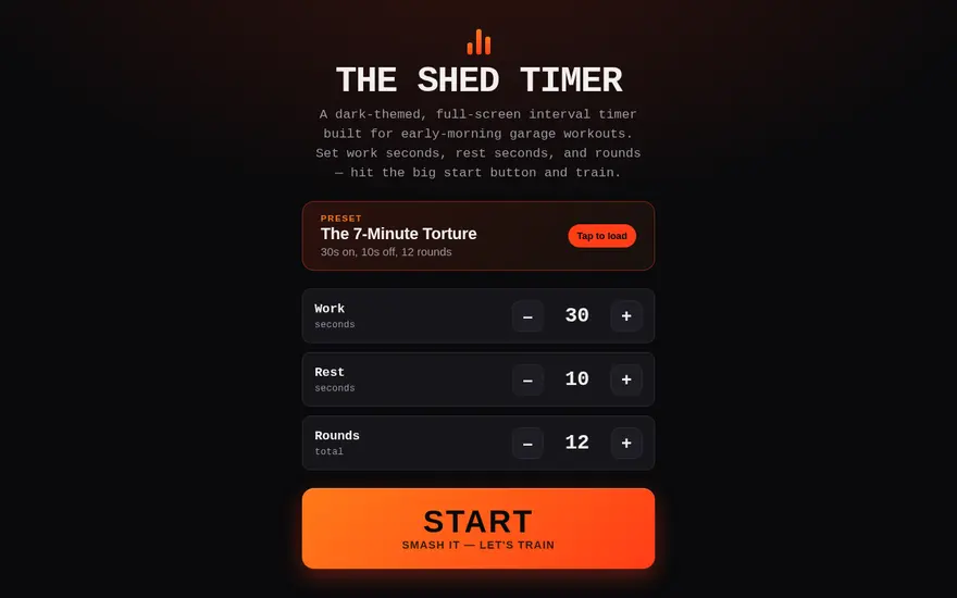 Screenshot of The Shed Timer