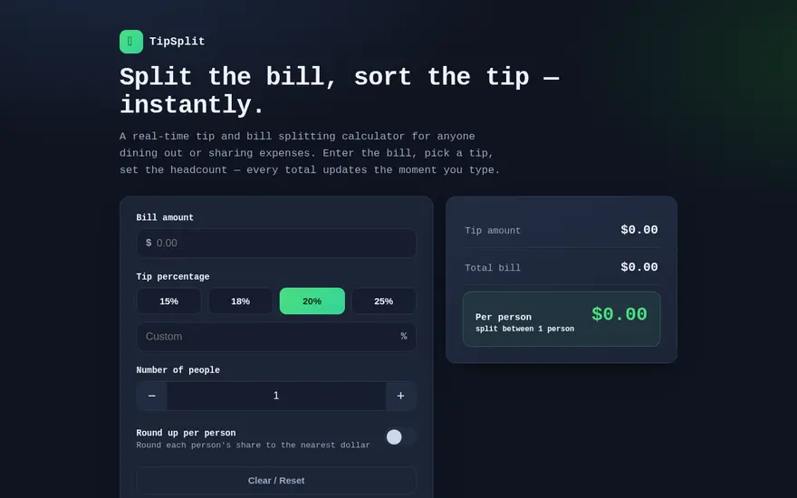 Screenshot of Tip Calculator