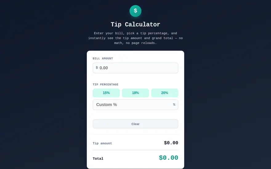 Screenshot of Tip Jar