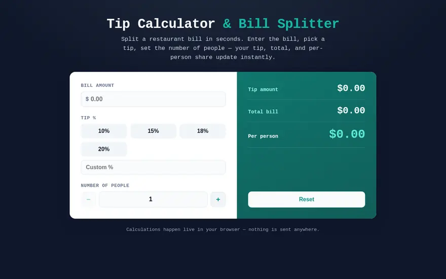Screenshot of TipSplit