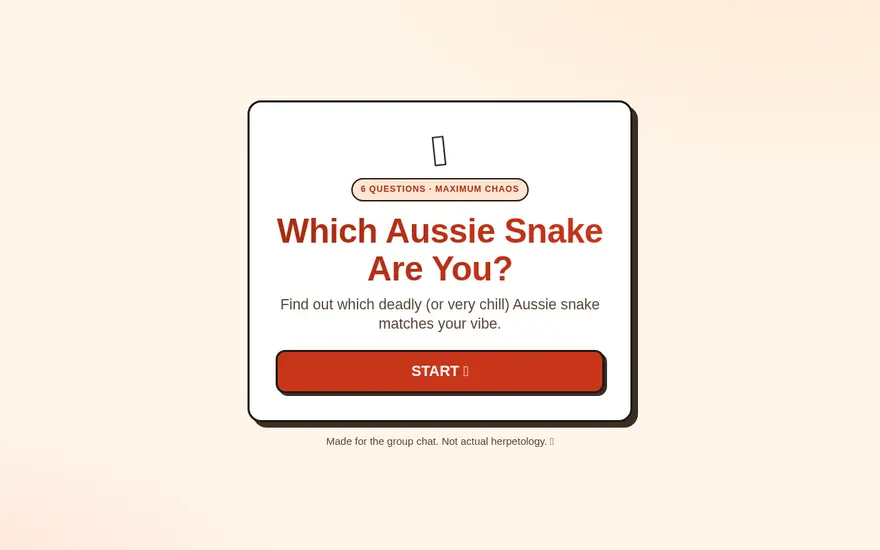 Screenshot of Which Aussie Snake Are You?